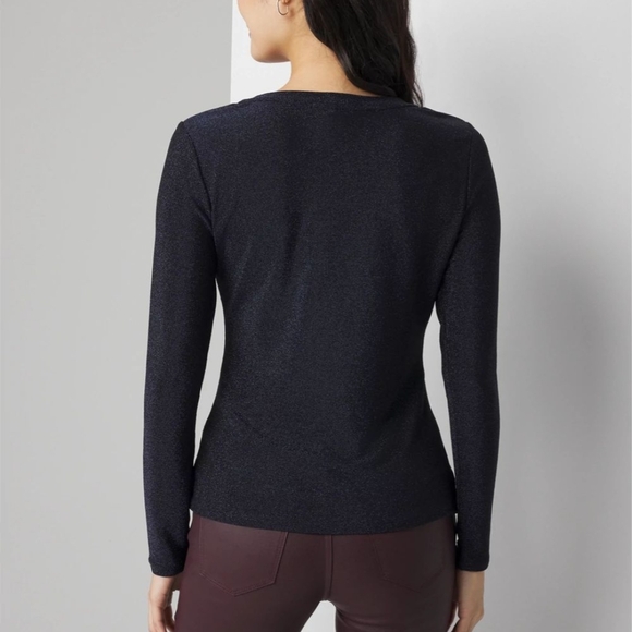 NWT White House‎ Black Market Women's Navy V-Neck Top - Picture 2 of 5